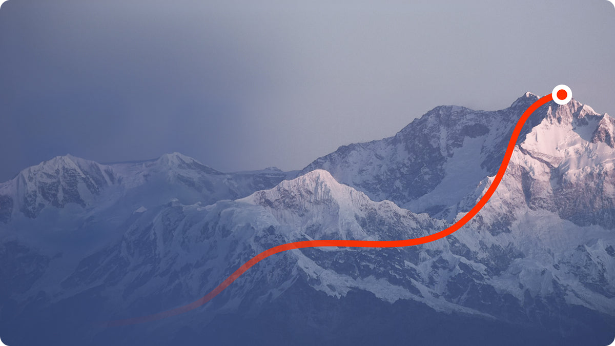 Extended battery life shown against a mountain route