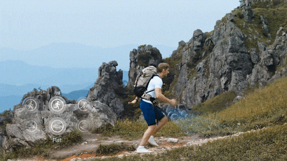 π6 X assisting a hiker on rocky terrain