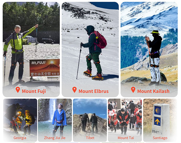 Real users and climbing destinations collage