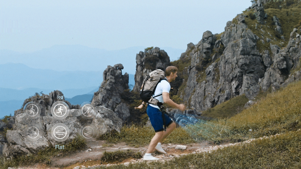 Terrain recognition overlay on rocky trail